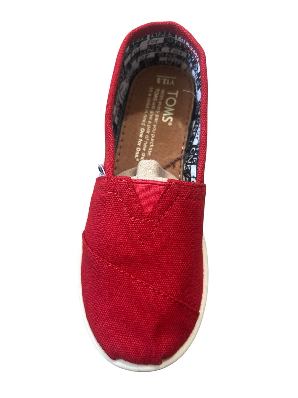 TOMS Classics Kids Red Canvas Slip-On Shoe